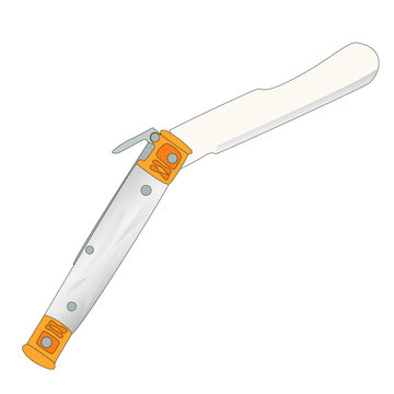 Navaja antigua con cahcas de nacar y hoja de punta redonda