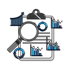business clipboard analysis diagram graphs economy financial  vector illustration