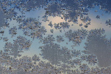 blue ice patterns on the window