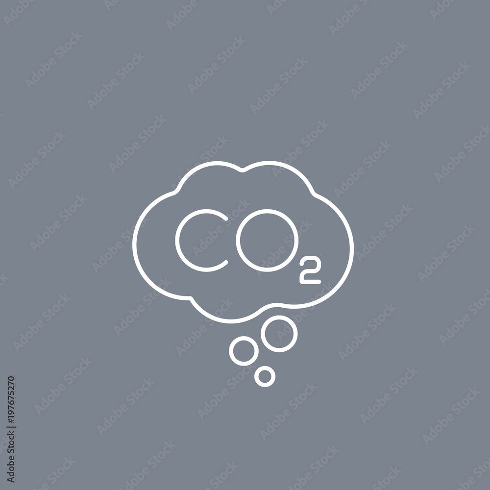 Poster co2, carbon emissions vector linear icon