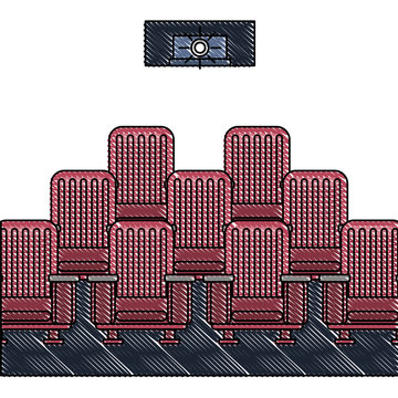 theater cinema curtains and seats   vector illustration