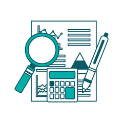 statistics analysis business financial report document calculator pen vector illustration green design