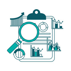 business clipboard analysis diagram graphs economy financial vector illustration green design