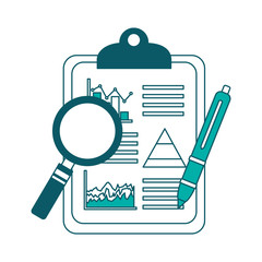 clipboard pen analysis graph statistic business report vector illustration green design
