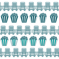 cinema background popcorn and seats vector illustration