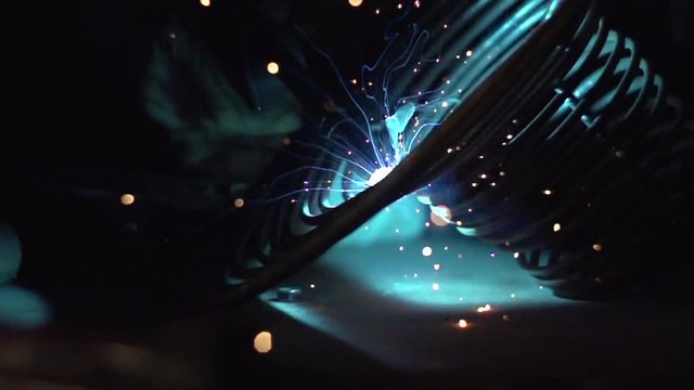 Close up 500 fps Autogenous welding. Industrial footage slow motion