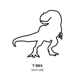 t rex outline on white background, looking back