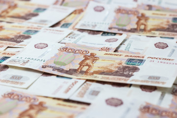 Obraz na płótnie Canvas close up view of cash money rubles bills in amount