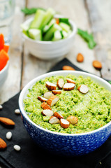 Almond white bean arugula hummus