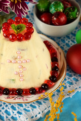 Paskha. Cottage cheese dessert with candied fruits. Traditional meal for Easter holidays