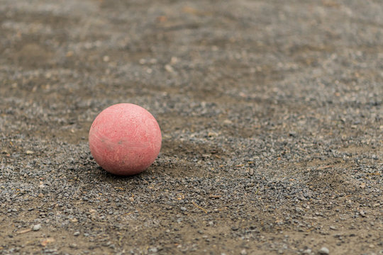 Single Red Bocce Ball Copy Space Right