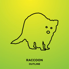 raccoon outline on green background