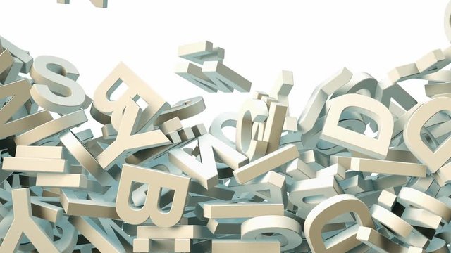a lot of letters falling from the sky. Education and culture concept. 3d rendering alpha chanal