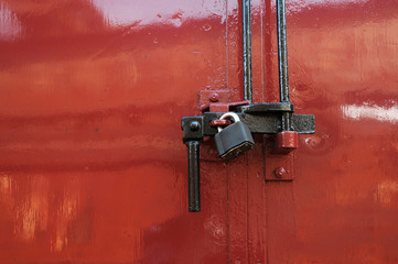 locked red doors