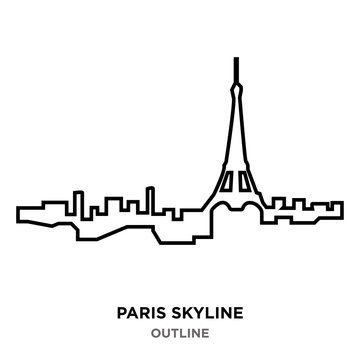 paris skyline outline on white background