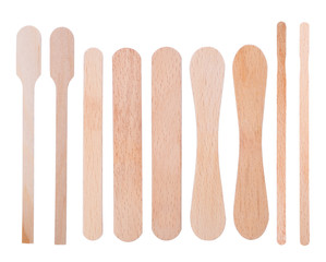 Wooden ice-cream sticks isolated on white background