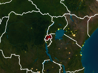 Map of Rwanda at night