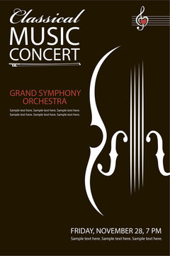 monochrome classical concert poster with violin image