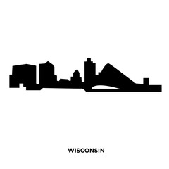 Obraz premium wisconsin silhouette on white background, in black