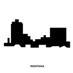 montana silhouette on white background, in black