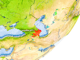 Fototapeta na wymiar Map of Azerbaijan on Earth