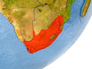 Map of South Africa on Earth