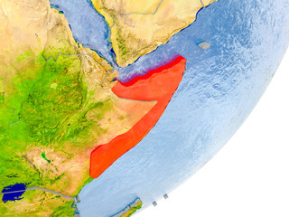 Map of Somalia on Earth