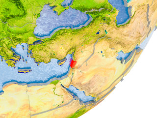 Map of Lebanon on Earth