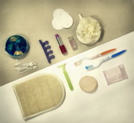digital painting-flat lay - bathroom stuff