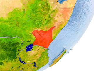 Map of Kenya on Earth
