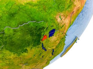 Map of Rwanda on Earth