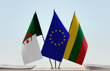 Flags of Algeria European Union and Lithuania