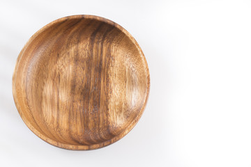 Empty wooden dish on white background