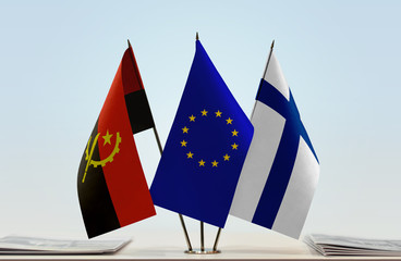 Flags of Angola European Union and Finland