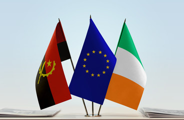Flags of Angola European Union and Ireland