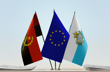 Flags of Angola European Union and San Marino