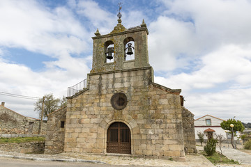 Fototapeta na wymiar Parish church of la Asuncion in Fuentes de Onoro village, province of Salamanca, Spain