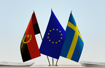 Flags of Angola European Union and Sweden