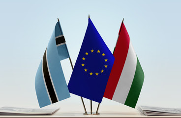 Flags of Botswana European Union and Hungary