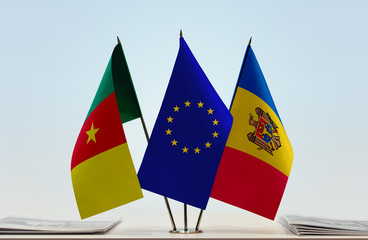 Flags of Cameroon European Union and Moldova