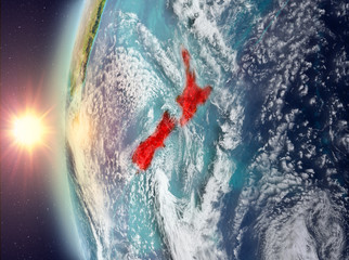 New Zealand during sunset from space