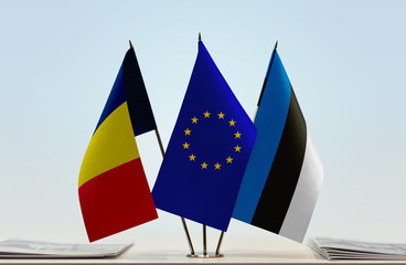 Flags of Chad European Union and Estonia