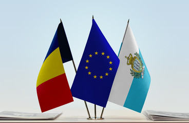 Flags of Chad European Union and San Marino