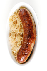Traditional Franconian Bratwurst with Sauerkraut