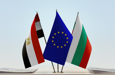Flags of Egypt European Union and Bulgaria