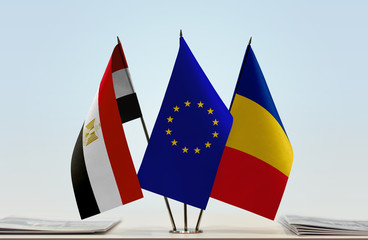 Flags of Egypt European Union and Romania