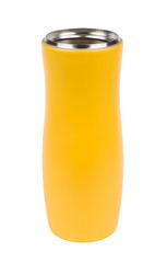 Yellow thermo mug isolated on white