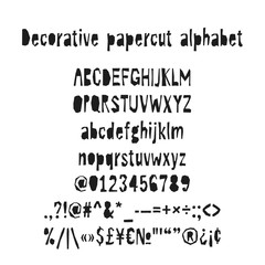 Cutout decorative alphabet. Papercut vector abc. Hand made font.