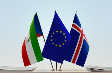 Flags of Equatorial Guinea European Union and Iceland