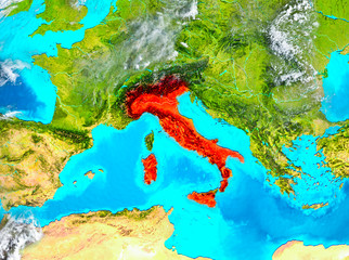 Italy in red on Earth
